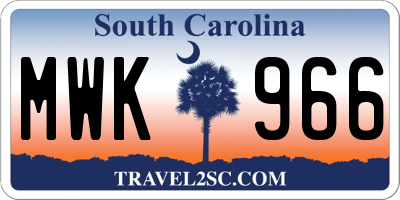 SC license plate MWK966