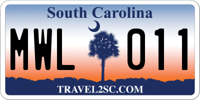SC license plate MWL011