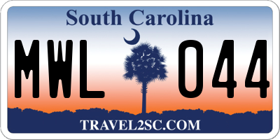 SC license plate MWL044