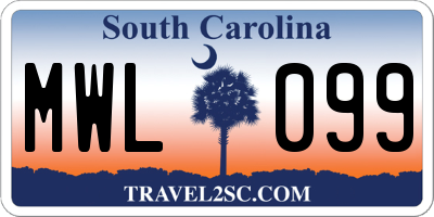 SC license plate MWL099