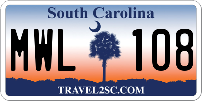 SC license plate MWL108