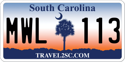 SC license plate MWL113