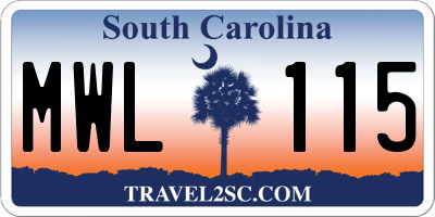 SC license plate MWL115