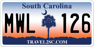 SC license plate MWL126