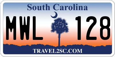 SC license plate MWL128