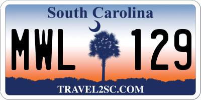 SC license plate MWL129