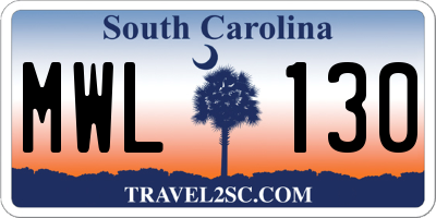 SC license plate MWL130