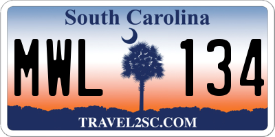 SC license plate MWL134