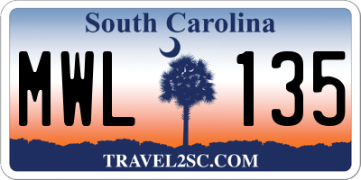 SC license plate MWL135