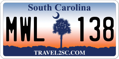 SC license plate MWL138