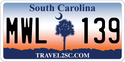 SC license plate MWL139