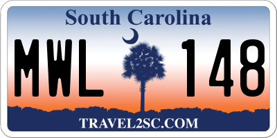 SC license plate MWL148
