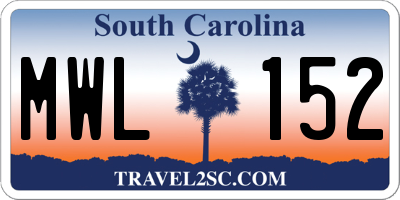 SC license plate MWL152