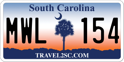 SC license plate MWL154