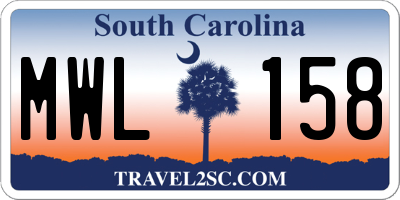 SC license plate MWL158