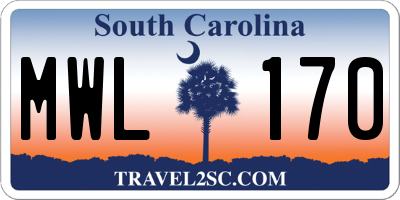SC license plate MWL170