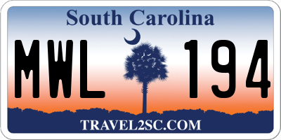 SC license plate MWL194
