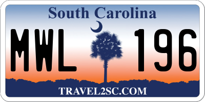 SC license plate MWL196