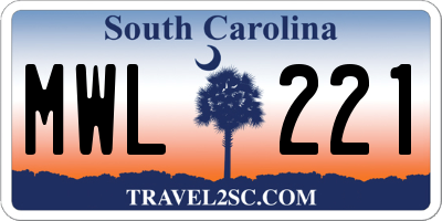 SC license plate MWL221