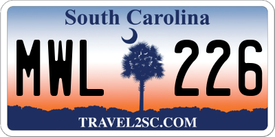 SC license plate MWL226