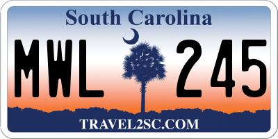 SC license plate MWL245