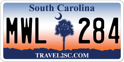 SC license plate MWL284
