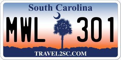 SC license plate MWL301