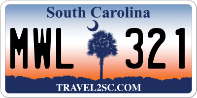 SC license plate MWL321