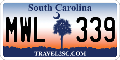 SC license plate MWL339