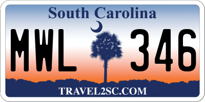 SC license plate MWL346