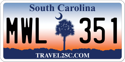 SC license plate MWL351