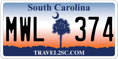 SC license plate MWL374