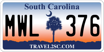 SC license plate MWL376