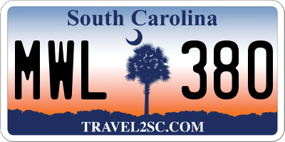 SC license plate MWL380