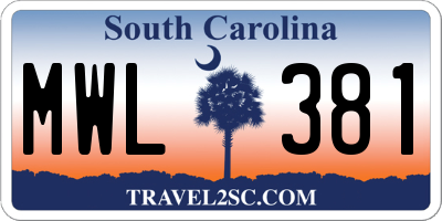 SC license plate MWL381