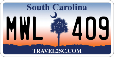 SC license plate MWL409