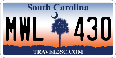 SC license plate MWL430
