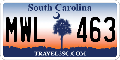 SC license plate MWL463