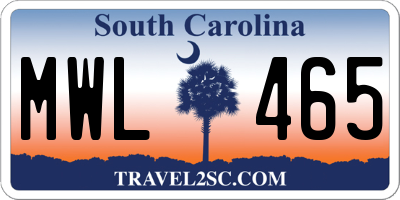 SC license plate MWL465