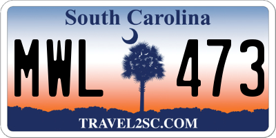 SC license plate MWL473