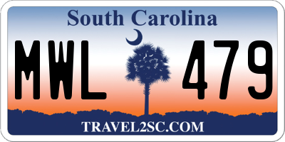 SC license plate MWL479