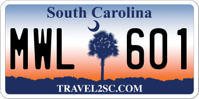 SC license plate MWL601