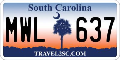 SC license plate MWL637