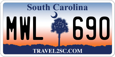 SC license plate MWL690