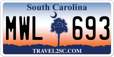 SC license plate MWL693
