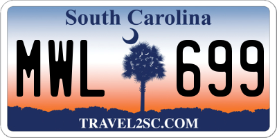 SC license plate MWL699