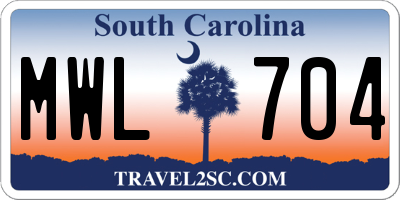 SC license plate MWL704