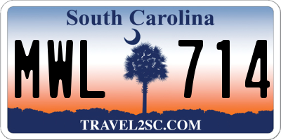 SC license plate MWL714
