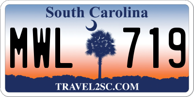 SC license plate MWL719