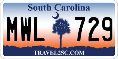 SC license plate MWL729